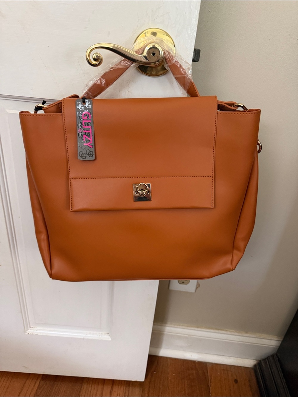 Women's Structured Top-Handle Tote in Cognac